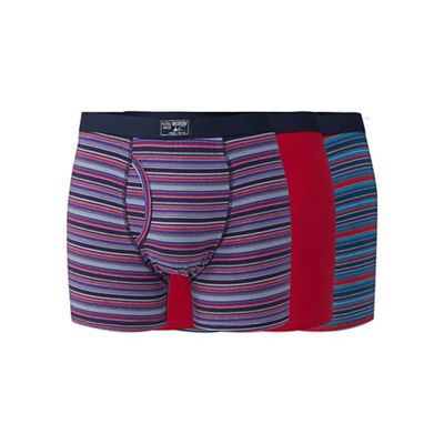 Mantaray Big and tall pack of three pink plain and striped keyhole trunks